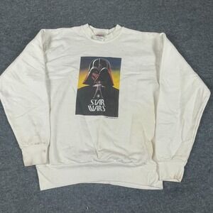Star‎ Wars Sweatshirt Boys Large White Darth Vader Luke Sky Walker 2006 Stains